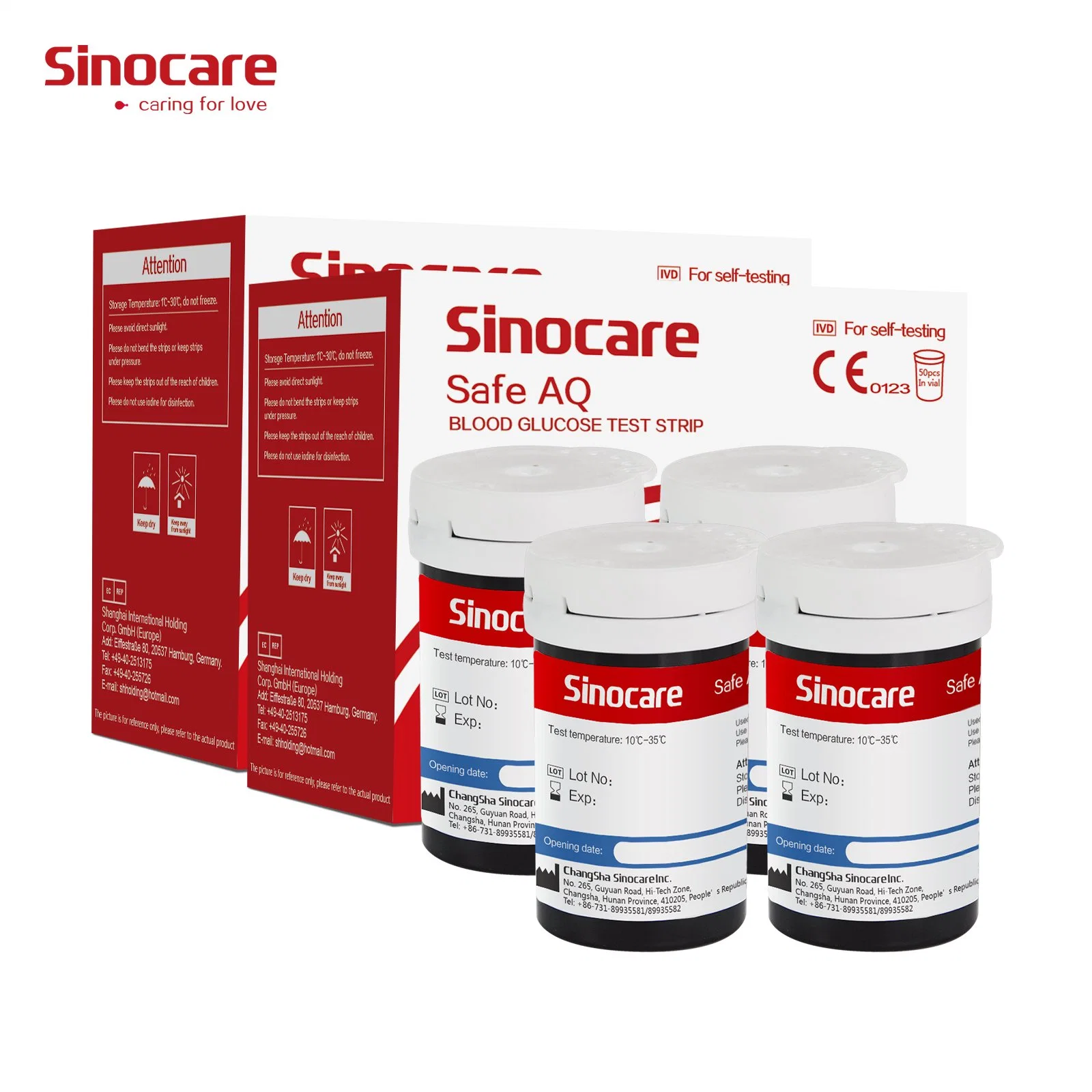 Sinocare Glucose Meter 0.6UL Small Blood Sample Digital Glucose Meter Glucometro with 50 Test Strips