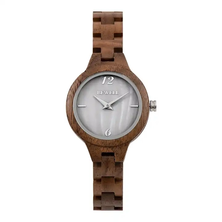 Custom Private Label Sandalwood Walnut mujeres Relojes de madera Ebony Wood Reloj grabado