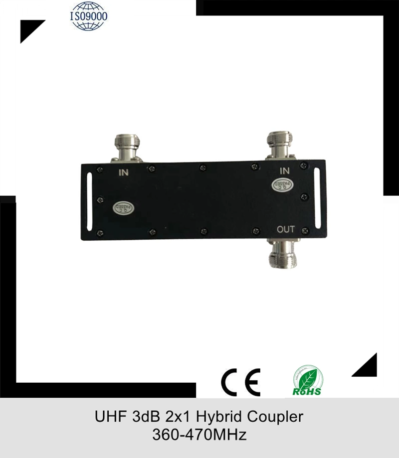 Hybrid Coupler UHF 360-470MHz 3dB Hybrid Combiner N Female Type 2 in 1 out for in-Building Das