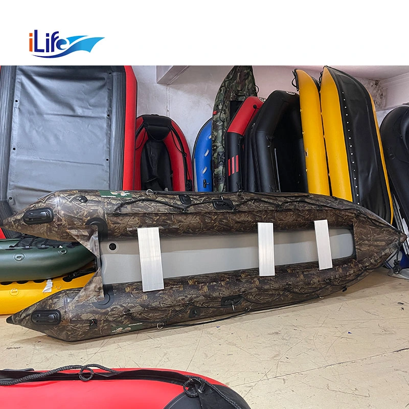 Ilife Pêche en mer Kayak gonflable double Vitesse Canoë en plastique Radeau à rames Haut Pagaie Personne en tandem Rafting Personne en tournée Pédale de pied Assis sur le dessus Bateau Kayak