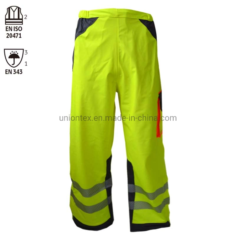 En471 Waterproof Trousers High Visibility PU Rain Pants