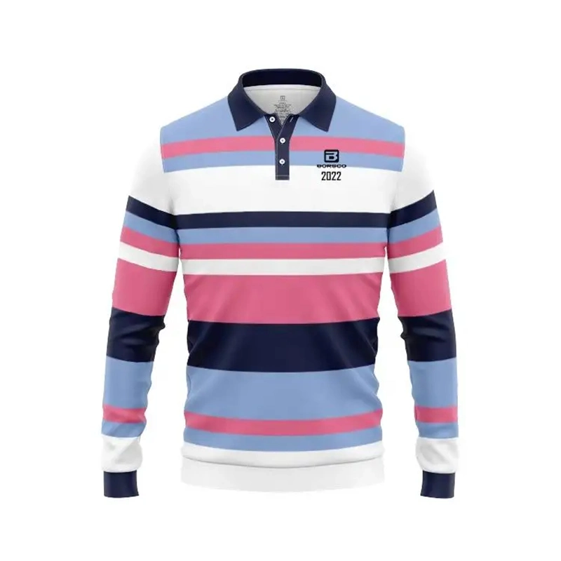 100% Cotton 100% Polyester Polo Rugby Jersey Shirt Customized Stripe Rugby Shirt