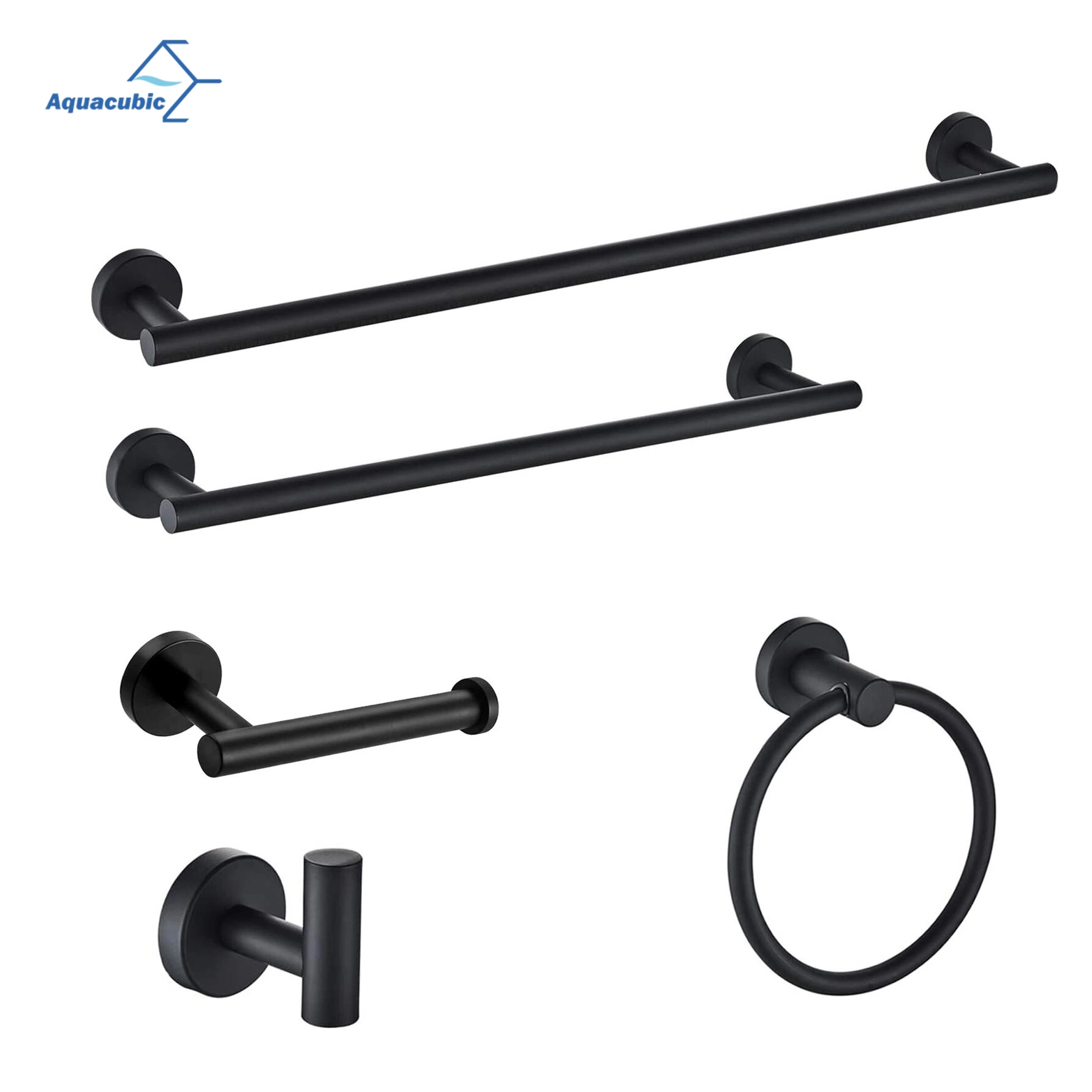 Aquacubic High Quality Manufacturer SUS 304 Stainless Steel Home Bathroom Accessories Hardware Set Black