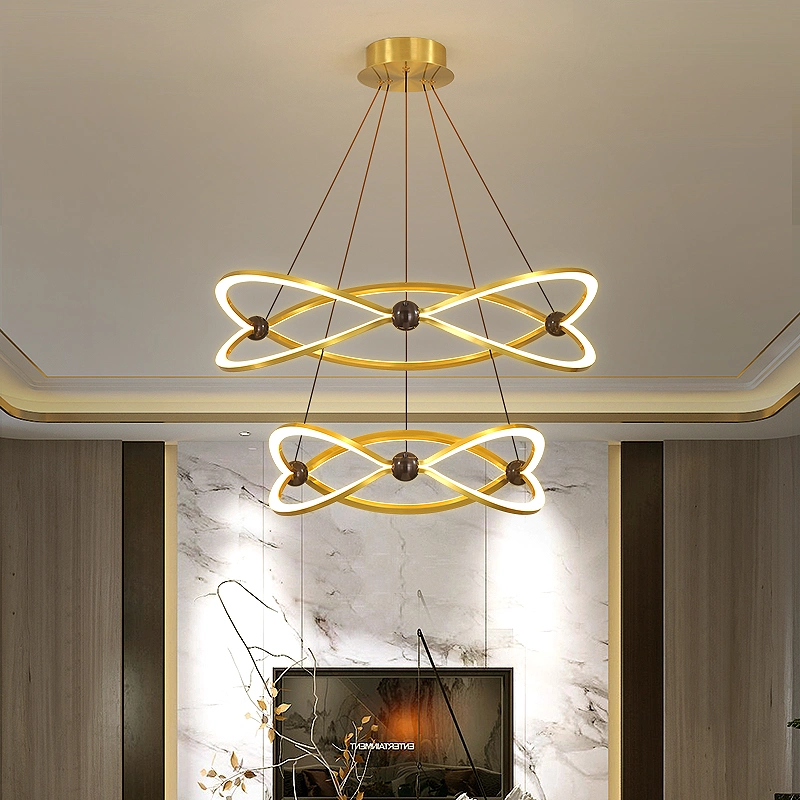 2022 Chain Dimmable Modern Luxury Aluminum Ceiling Crystal LED Contemporary Pendant Lights