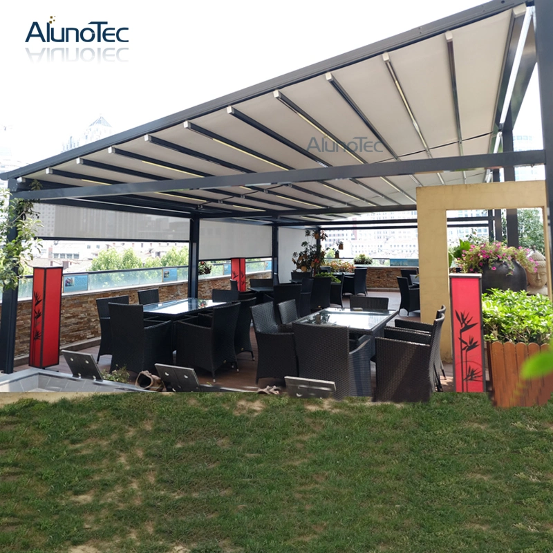 La sombra de Toldo Pérgola toldos motorizados escamoteable con cremallera pantalla