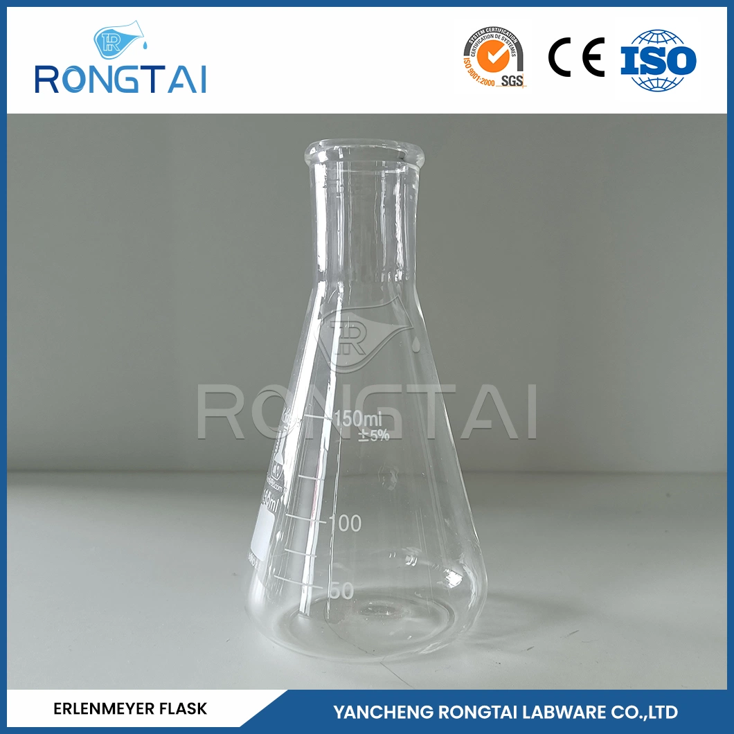 Rongtai 1000 ml Erlenmeyer Fabrication de la chimie conique de la Chine Flacon conique à col large avec graduation