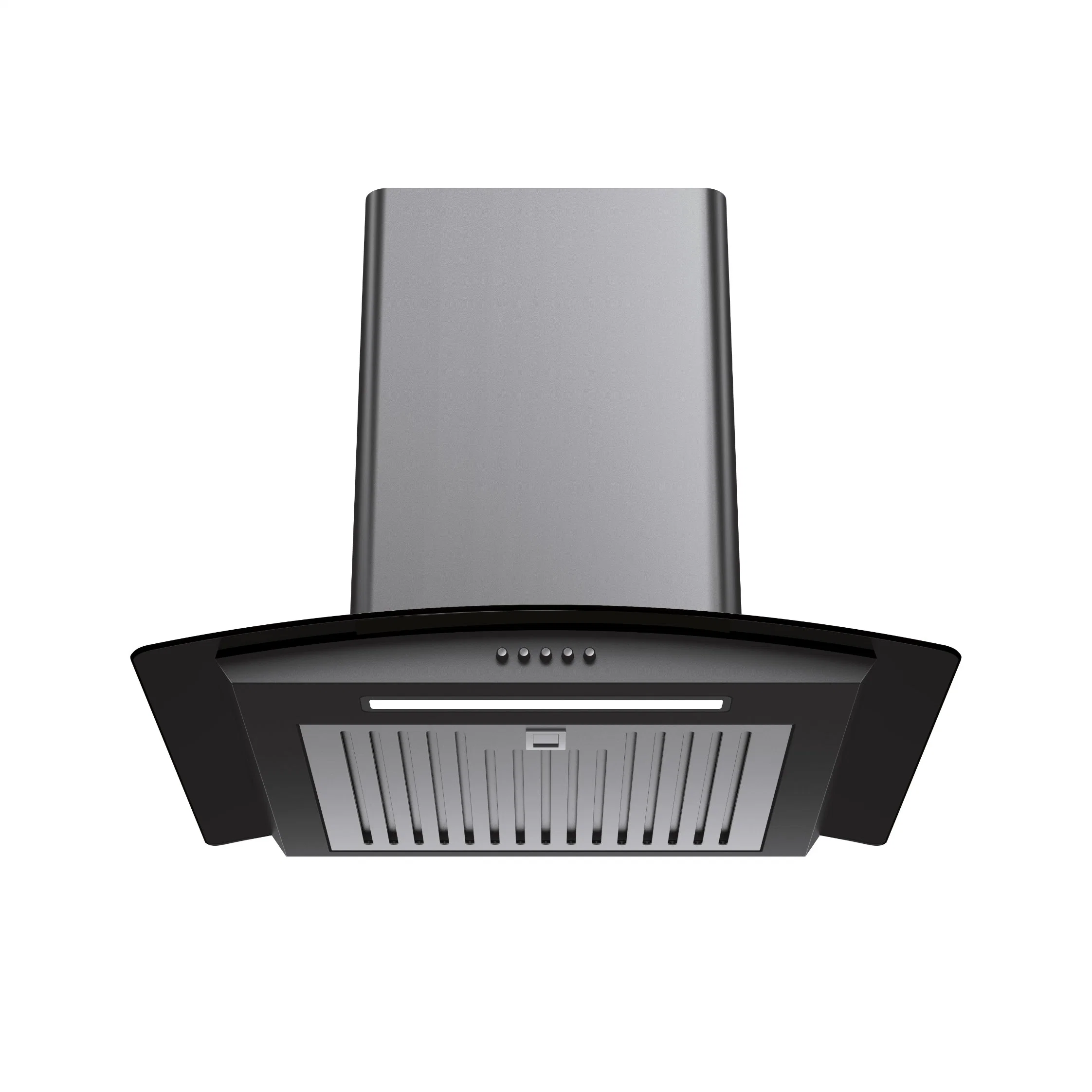 Crved Glass New Design Arc-Shaped Smoke Extractor Kitchen Cooker Chimney Hood with LED Display