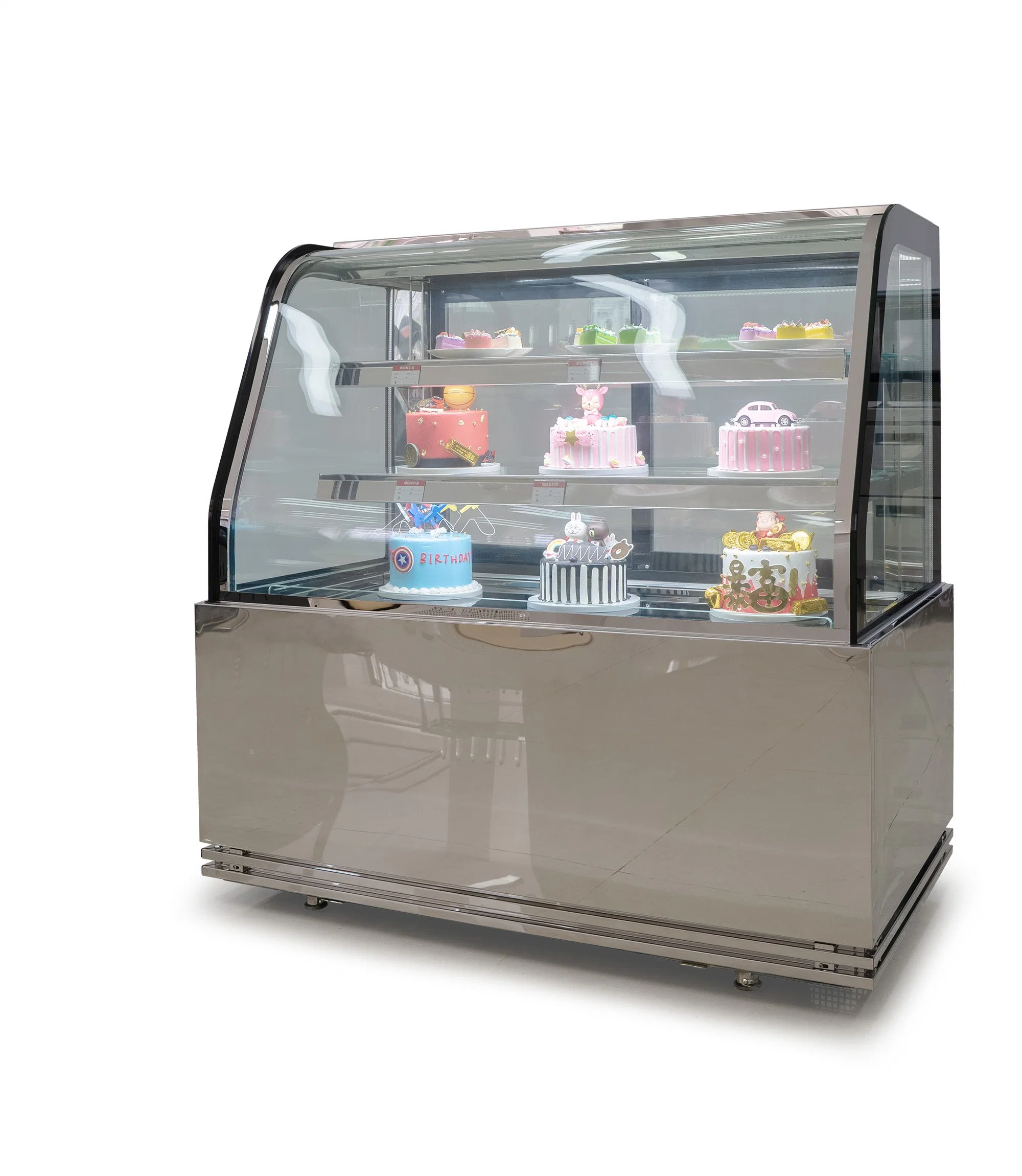 1.5m Length Curved Glass Cake Display Counter with Fan Cooling and Digital Controller