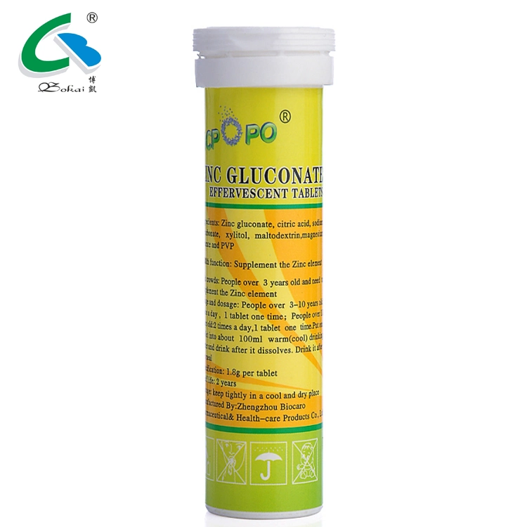 Zinc Gluconate Effervescent Tablets for Zinc Supplements of Children and Adults