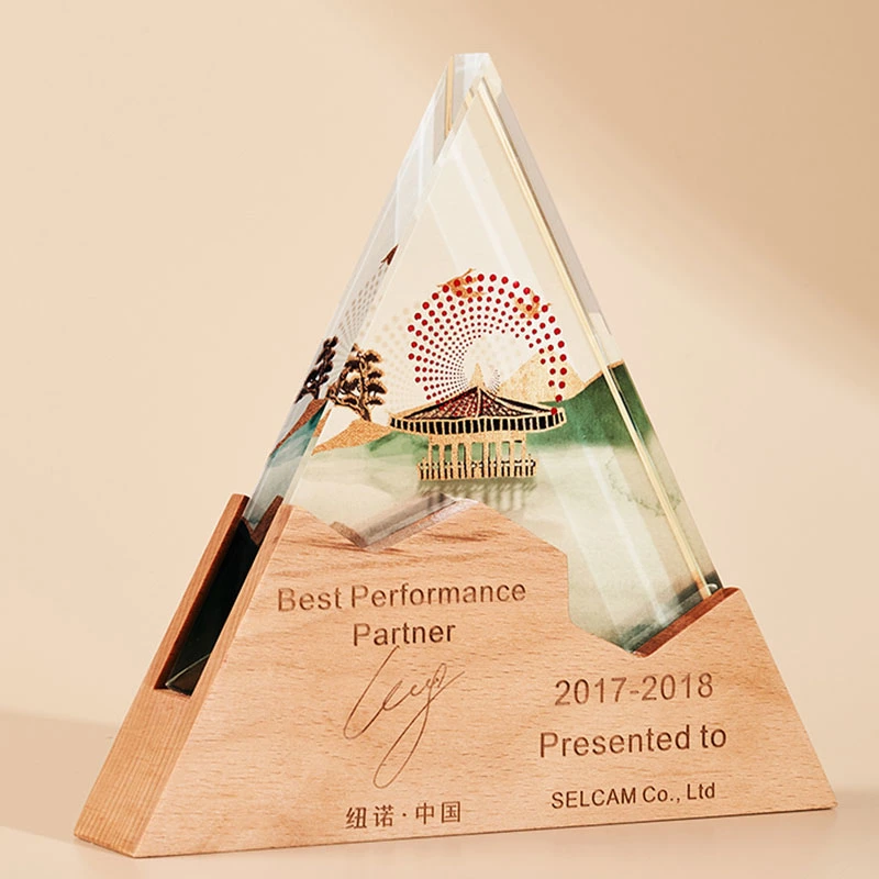 Molde Livre Enterprise Award Prêmio Pessoal Pino Crown Award 3D Color Printing Vidro cristal troféu