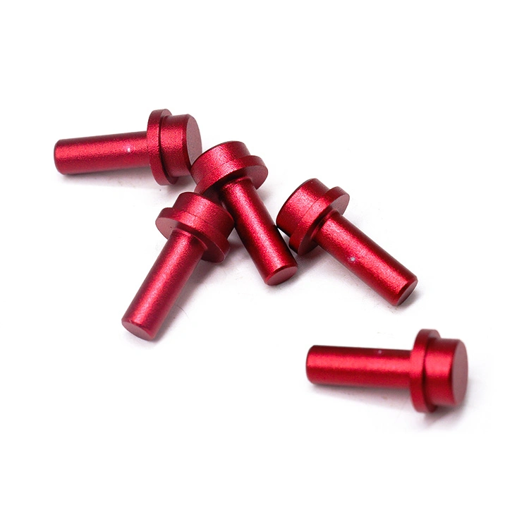 Custom High Quality CNC Lathe Part Fastener Metal Flat Head Pin Solid Furniture Positioning Pin Red Anodized Dowel Pin