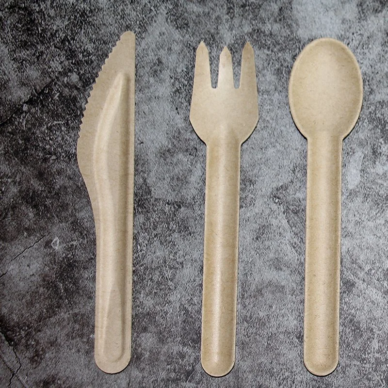 Biodegradable Disposable Sugarcane Paper Compostable Tea Bamboo Cutlery Set Natural Eco-Friendly Soup Party Dessert Spoon