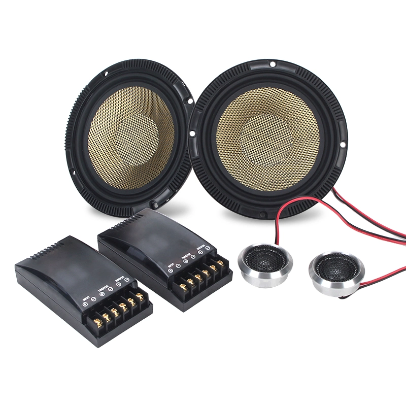 2way Cono de fibra de carbono componente de coche altavoz 400peak Potencia 4ohms 43Hz-28kHz Horn aluminio Woofer Tweeter de gama media Audio para coche de gama completa Sistema