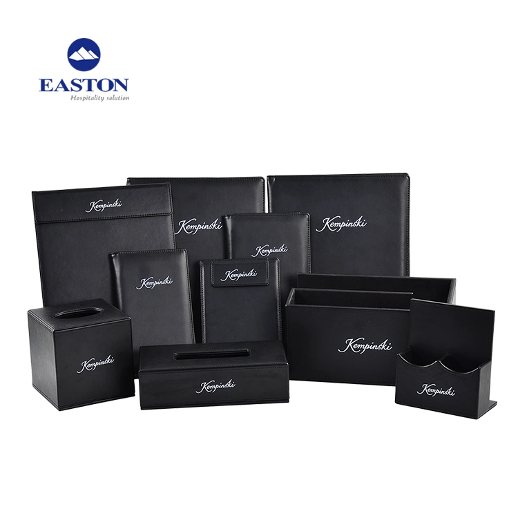 Customade Black Straw Mat Series PU Leather Product for Hotel