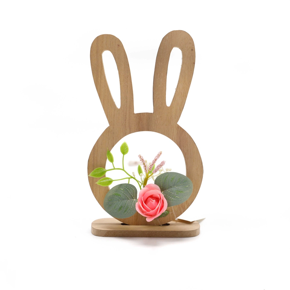 Wooden Rabbit Head Easter Furnishing Piece Wooden Goods Decorative Home Yard Wood Products