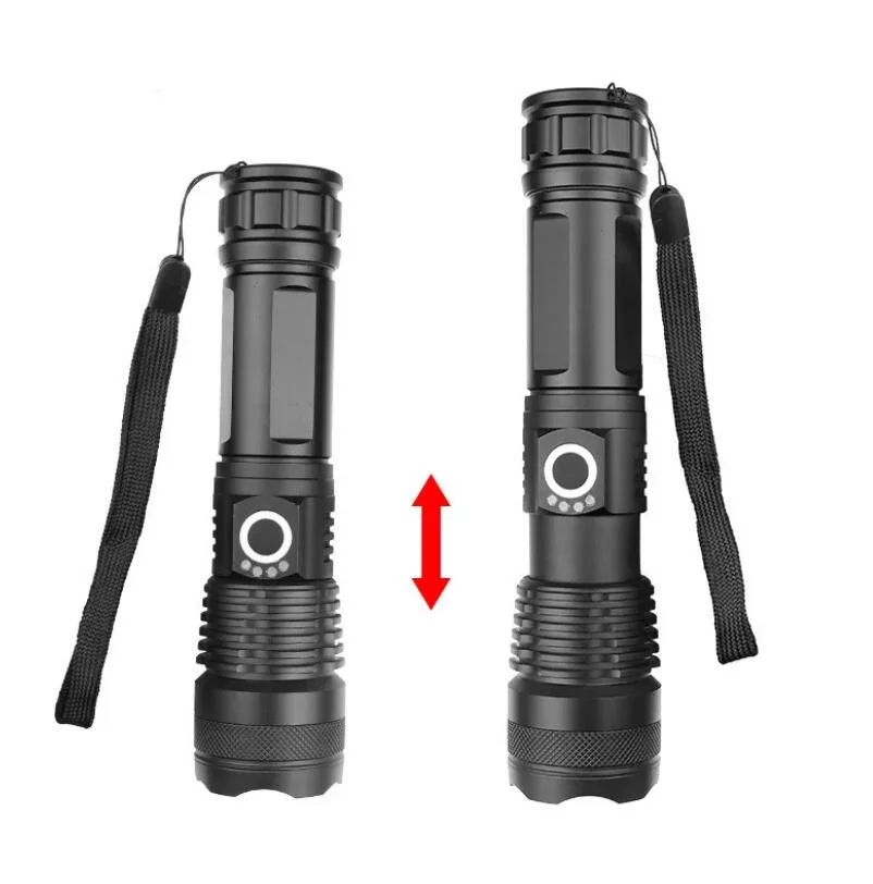 Tactical Super Bright High Lumen Xhp50 LED Flashlights Portable Outdoor Water Resistant Torch