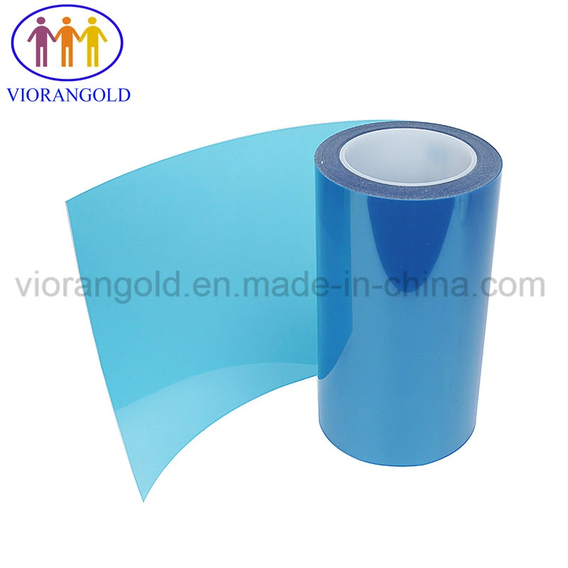 25um-125um Blue película protectora de animales de compañía con adhesivo acrílico/silicona para proteger la pantalla de vidrio plástico