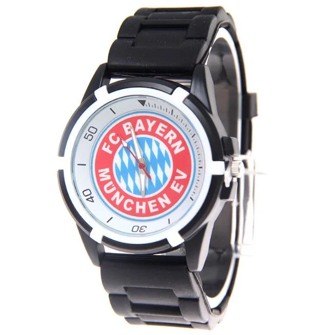 Gift Box Football Team Watch with Silicone Band Stainless Steel Back Case