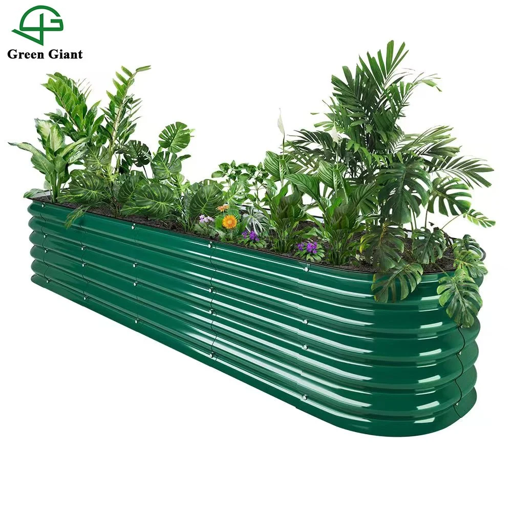 17"Tall 8'x2' Vegetable Planter Box Modular Corrugated Metal Raised Garden Box (9N1-17)