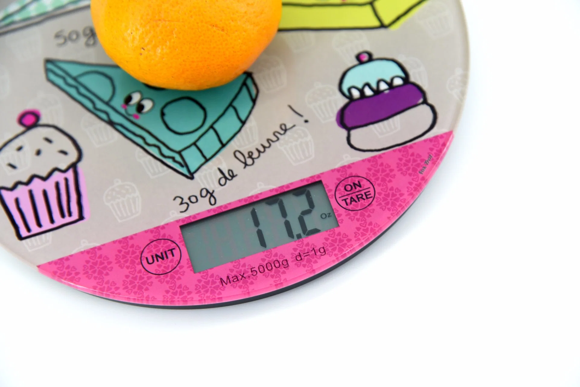 Cup Cake Decal Digital Kitchen Scale Touch Screen 5kgs Capacity 0.1g