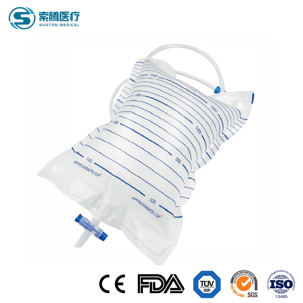 Sunton desechable médica China fabricante de la bolsa de orina de catéter de Foley pediátrica sin bolsa 1000 ml de orina de la bolsa de orina de coleccionista de orinal PEE hembra Bolsa Bolsa de catéter