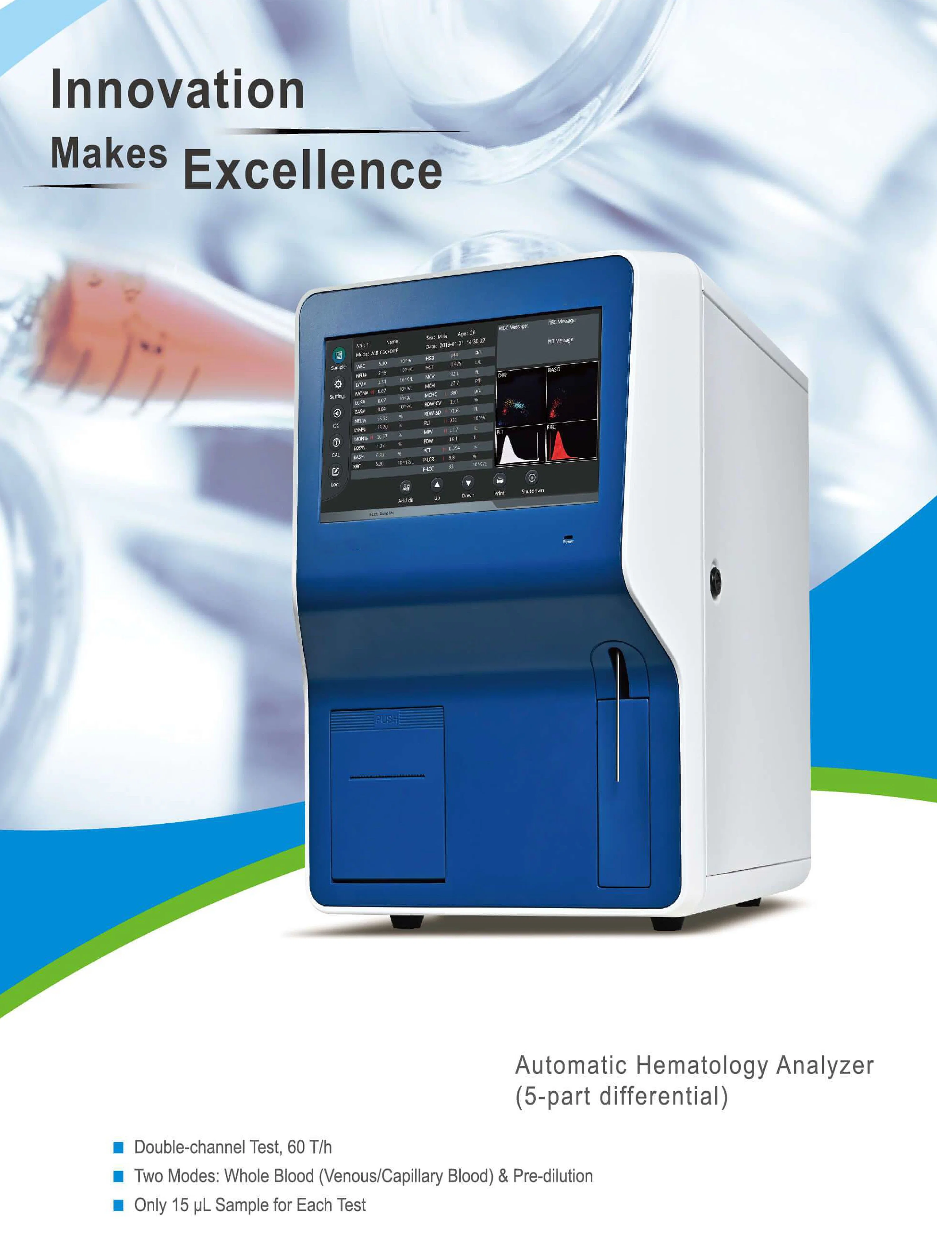 Cheap Price Automated 5 Part Auto Hematology Blood Analyzer for Veterinary or Human