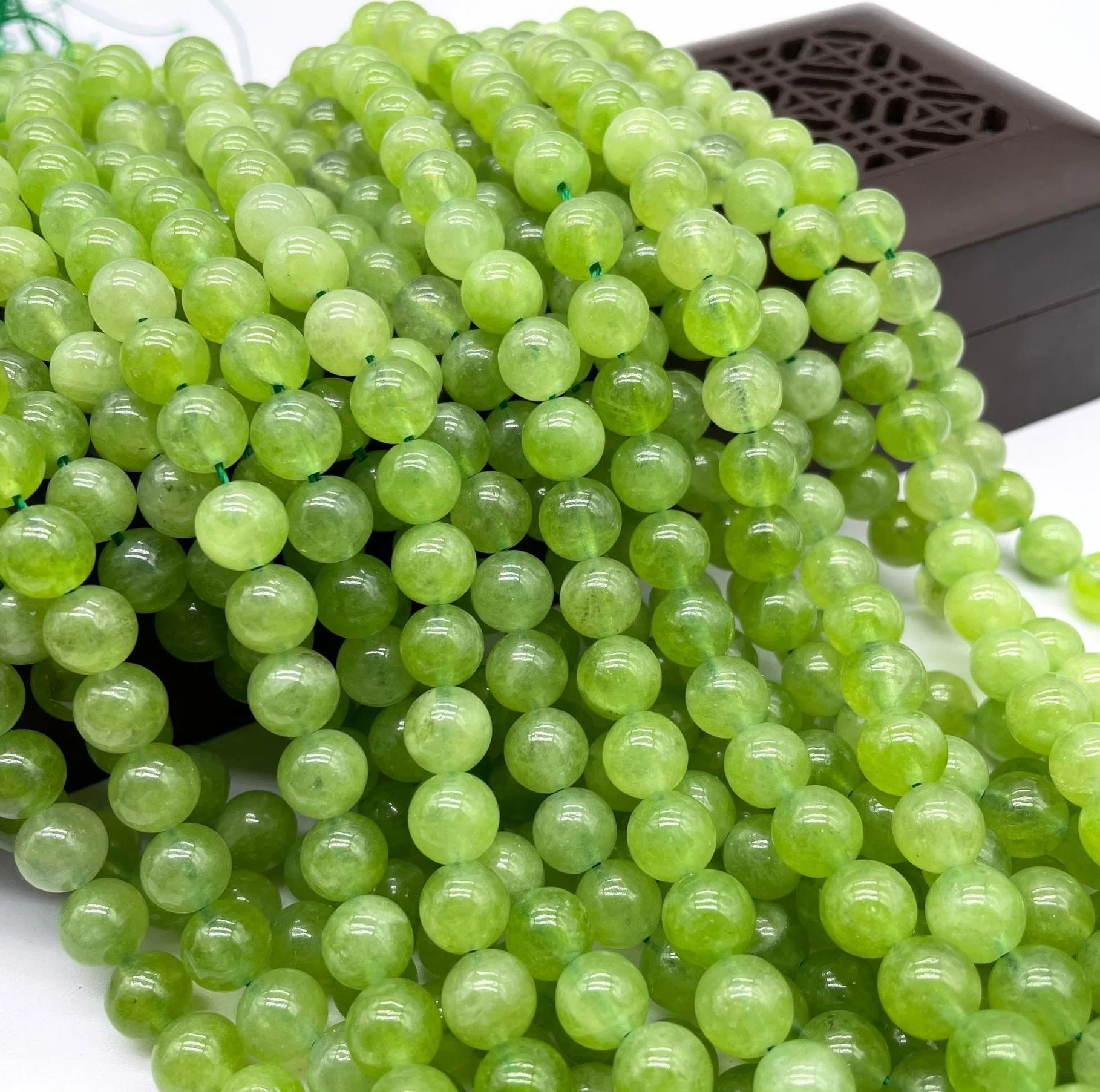 Natural Green Peridot Jade Crystal Beads Bracelet Necklace DIY Crafts