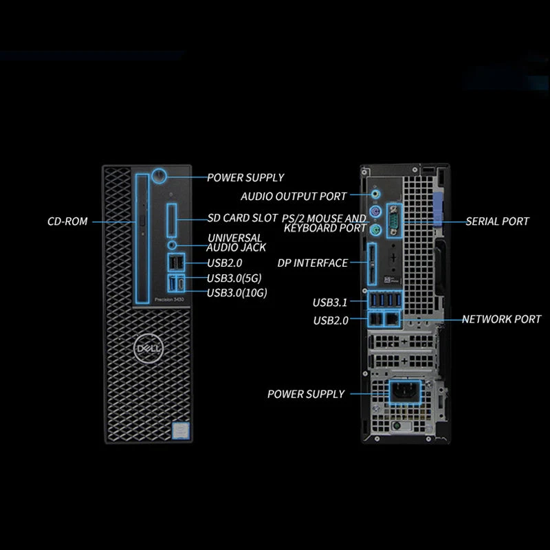 Precision T3430 Small Form Workstation, Intel Core I3-8100, 8GB RAM, 256GB SSD+500GB SATA