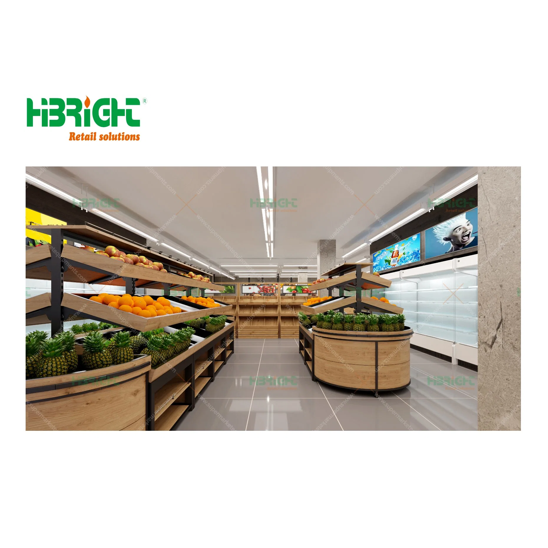 Highbright Display Chiller Racks Custom Logo Size Diseño Supermarket Equipo