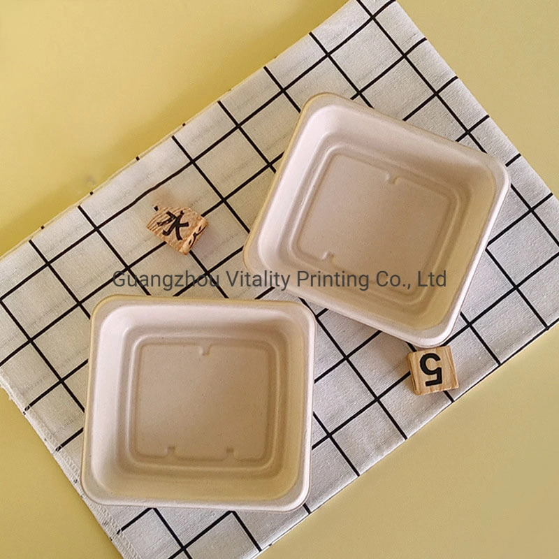 Eco-Friendly Disposable Compostable Sugarcane Bagasse Pulp Snack Meat Salad Cake Tray Food Fried Chicken Dish Plate Tray Wholesale/Supplier