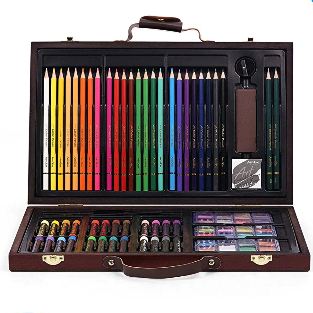 Art Supplies 80PCS Artist Kit Mixed Media Drawing Painting Art Set in Wooden Box