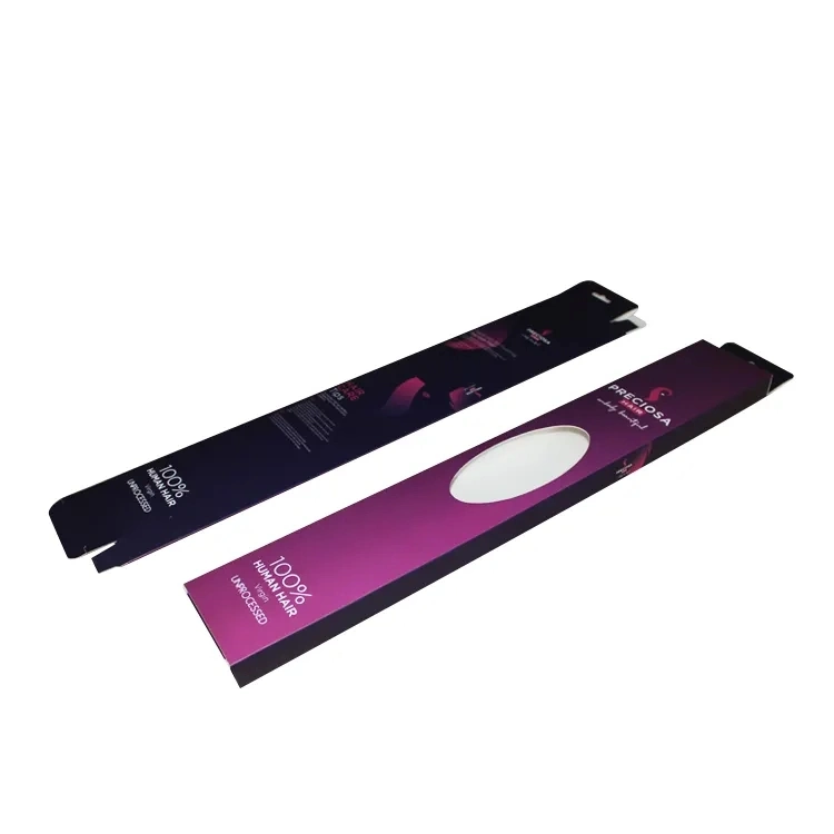 Paquete de belleza de cartón Wig Extensiones de Cabello Embalaje Caja de regalo de papel Con el logotipo de PVC Windows Impreso personalizado