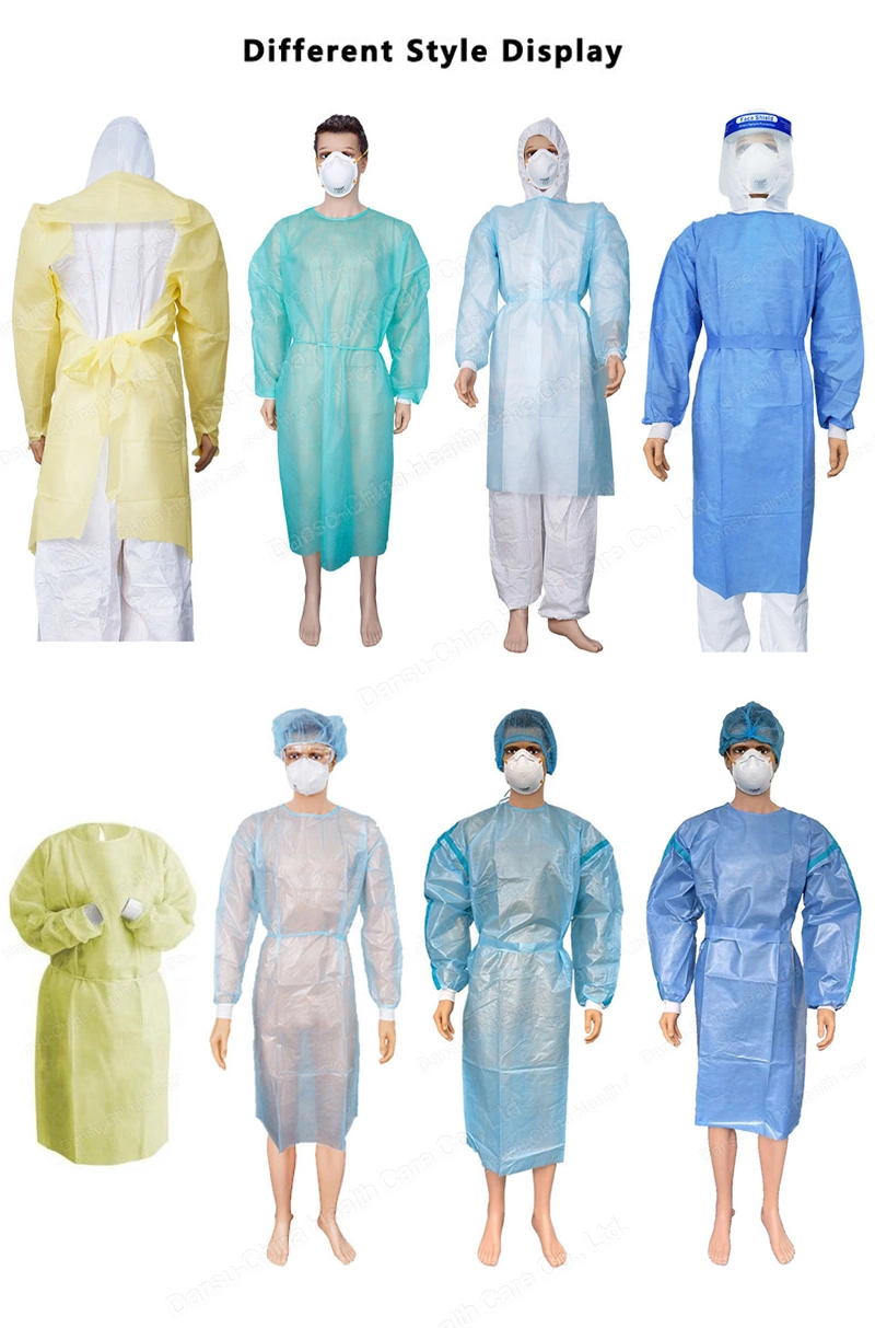 PE Coated Non-Woven Clothing PP+PE AAMI Level 4 Isolation Gown with Knitted Cuff