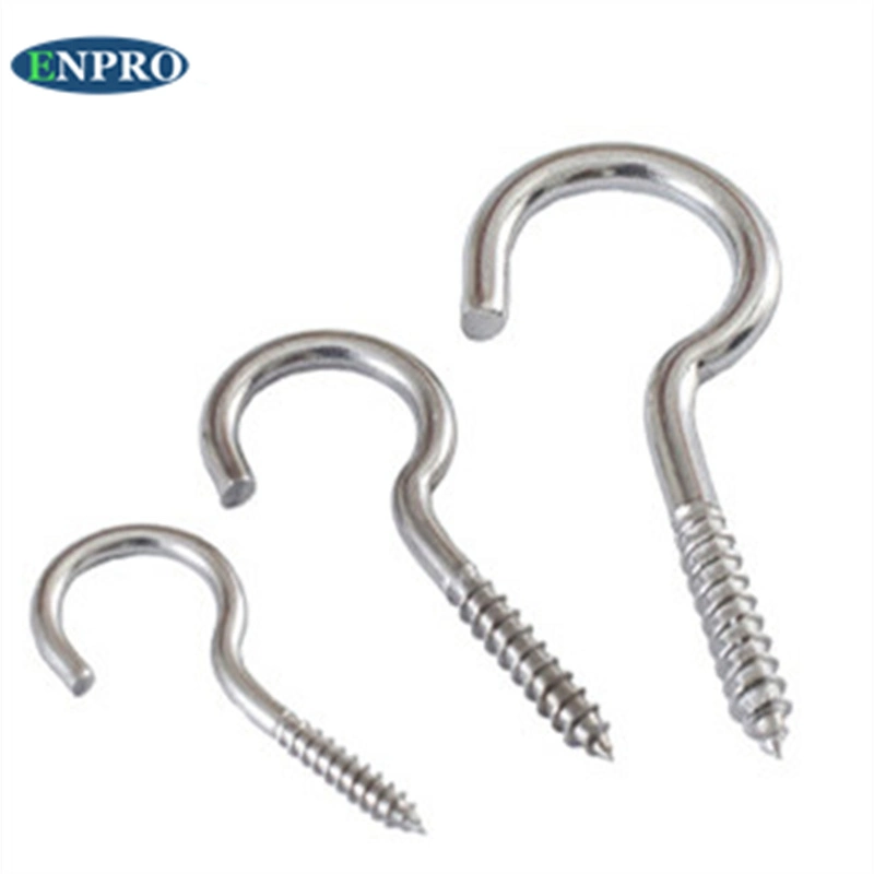 Stainless Steel Heavy Duty Structural Close Eye Hooks Bent Wire Lag Wood Thread Self Tapping Eye Hook Screw