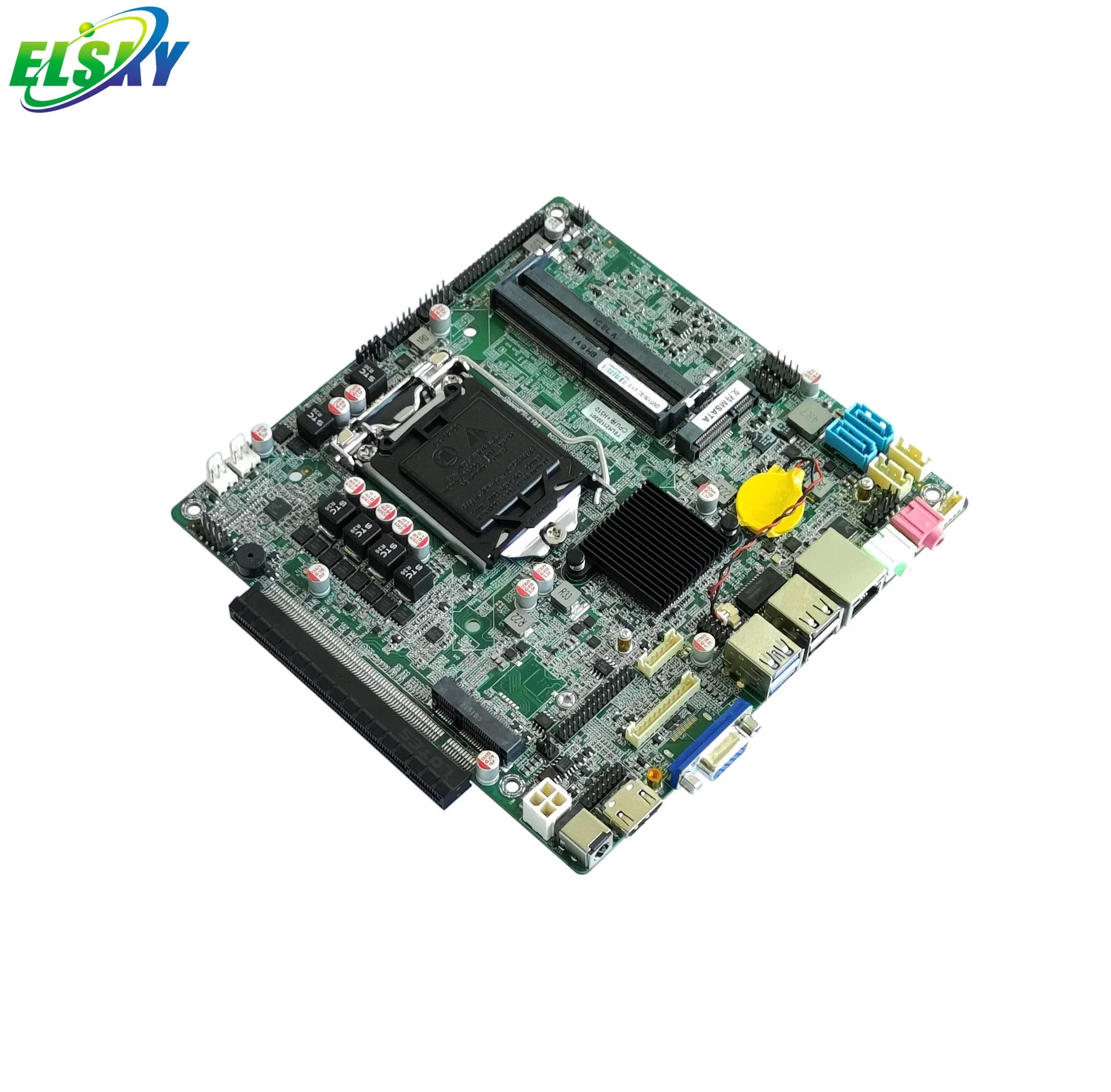 Системная плата Elsky Mini PC Qm5100 с процессором Comet Lake 10-й Gen Core I7-10700 H510 LGA1200 2*DDR4 Max128g 2LAN RS232 12 в/19 В. Мощность