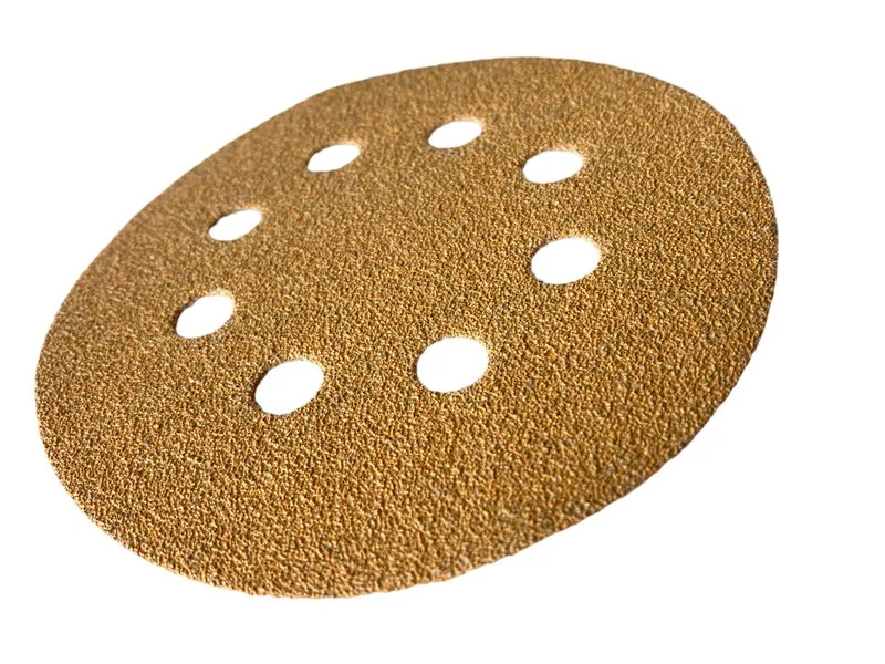5-Inch 8-Holes Gold Yellow Sandpaper Alumina Oxide Sanding Disc for Paint Polishing