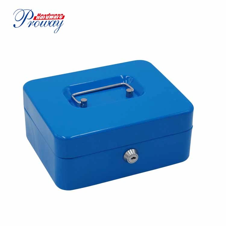 Factory Direct Supply 8 Inch Portable Steel Key Lock Secure Cash Box with Removable Plastic Coin Tray