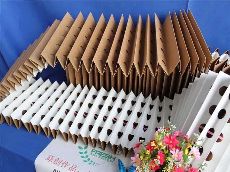 Cabina de pulverización de cartón Filtros de aire plegados de papel kraft Filtro de papel plegable