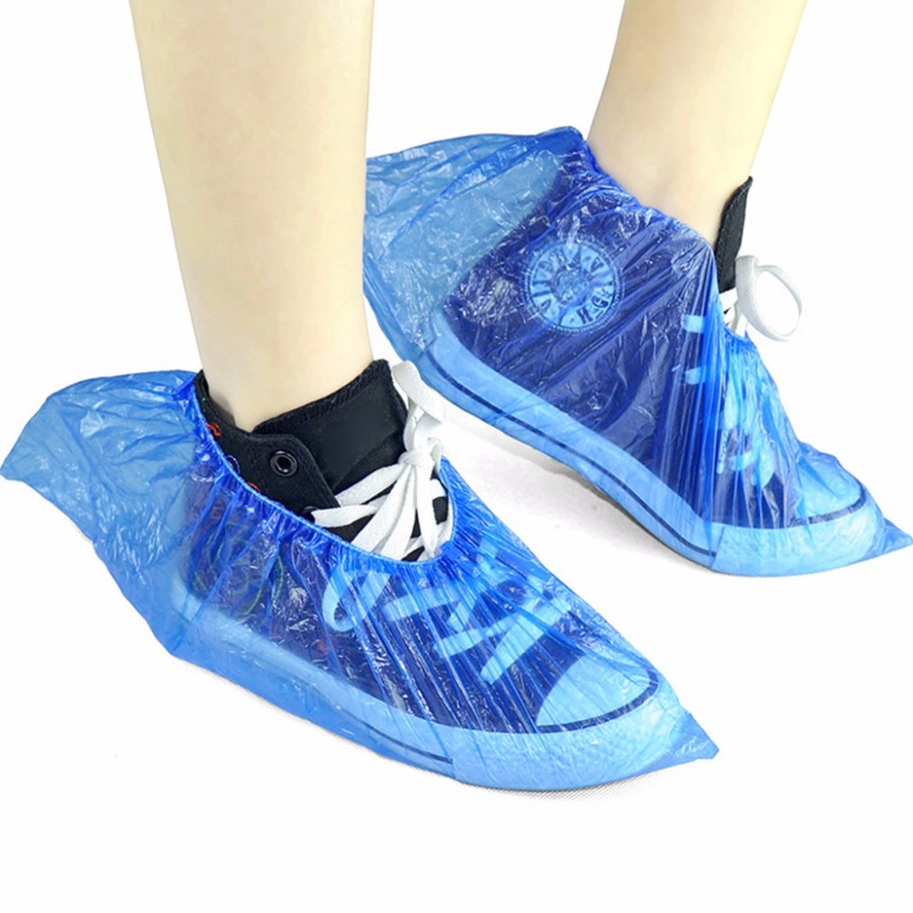 Safety Protective Disposable PE Plastic Waterproof Shoe Cover Lab Use