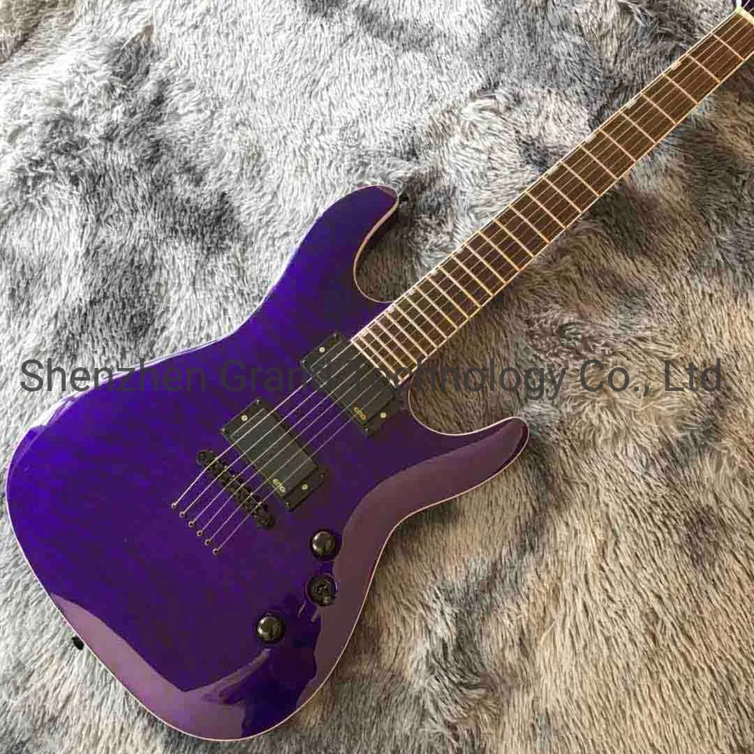 Custom Quilted Maple Top Neck Through Body in Purple Set Thru Neck Electric Guitar with Emg Pickups