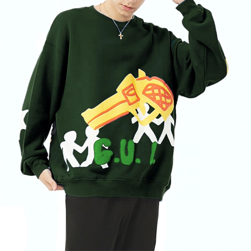 Profound Garment Fashion Designer 3D Foam Printing Sweatshirt Oversized Street Wear Hip Hop Crew Neck Pullover