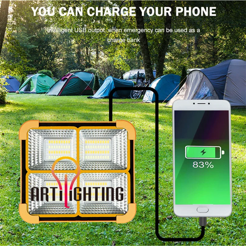 Solar Power Color Changeable Portable Emergency Function Camping LED Light Large Capacity Mobile Phone Charger