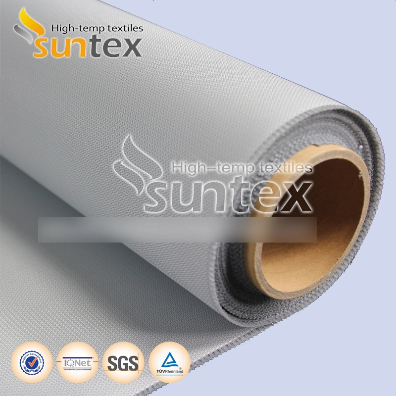 0.4mm Grey Polyurethane Fiberglass Cloth 60-120min Fireproof Fabrics for Ew120 Fire and Smoke Curtains