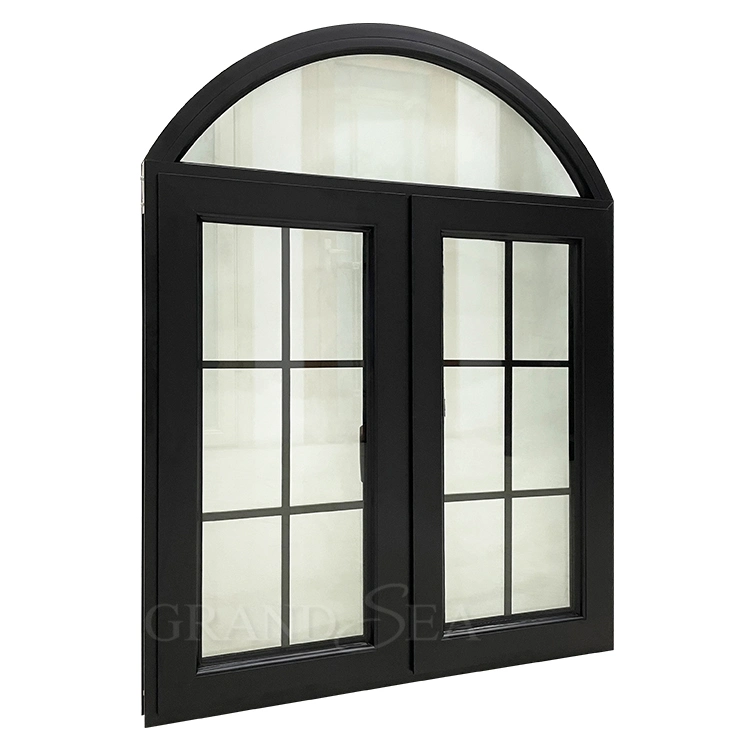 American Style Residential Double Safety Glass Aluminium Wood Window Composite Frame Crank Open Casement Windows