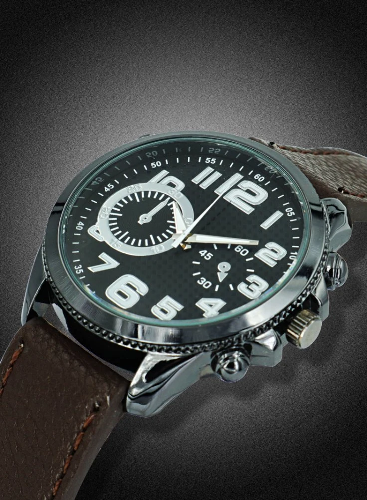 PU Leather Analog Quartz Men Casual Wrist Watch