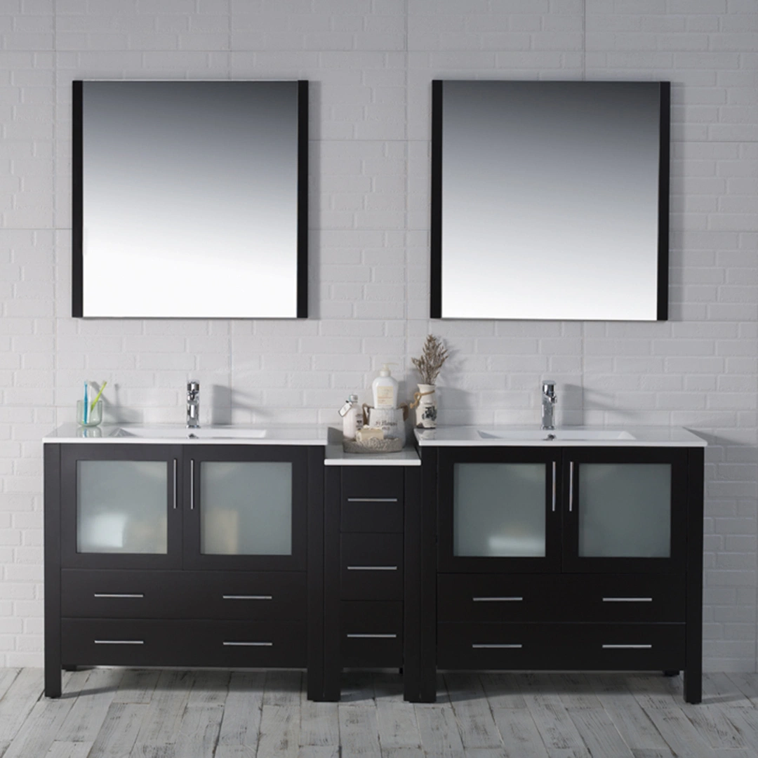 Customized Size Bathroom Furniture Solid Wood Cabinets Sets with Mirror