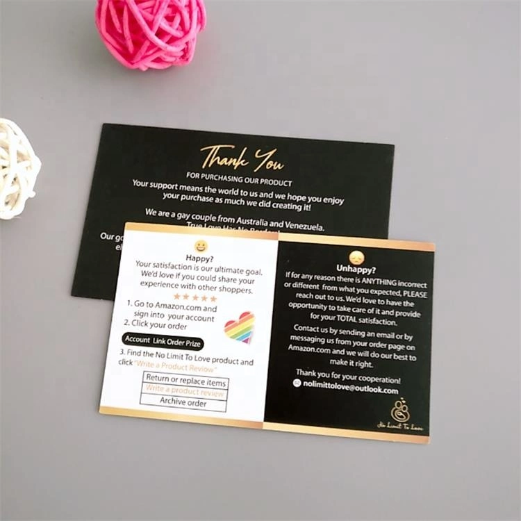 400gsm, papel reciclado de empresas de cartões de agradecimento personalizado com o seu próprio Design Imprimir