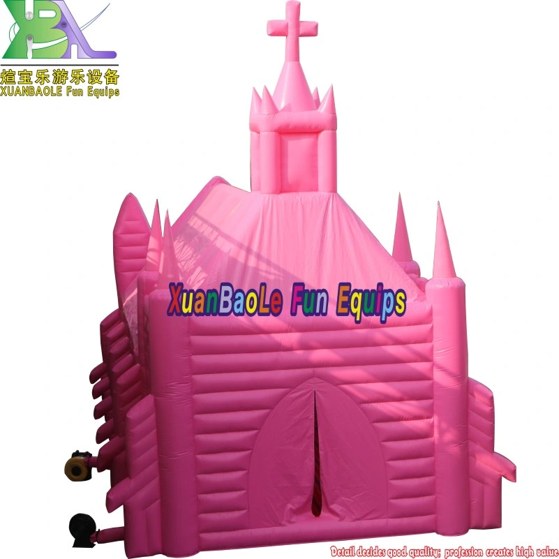 12X6X8.5m inflable gigante carpa hinchable de boda al aire libre Rosa castillo hinchable y de la iglesia Iglesia Tabernáculo