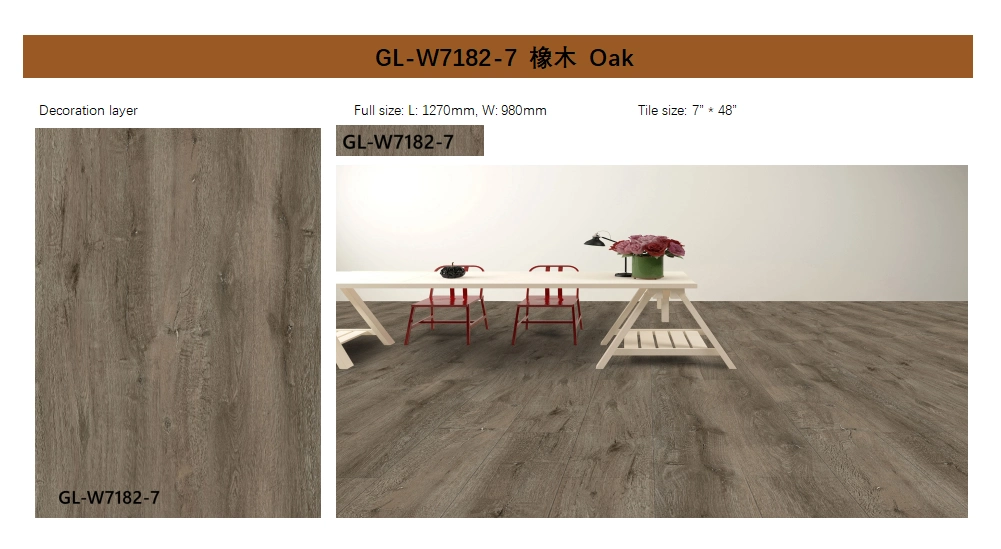 Gl-W7182-7 UV Coating Unilin Click Oak Like Stone PVC Vinyl Composite Spc Flooring Manufacturer