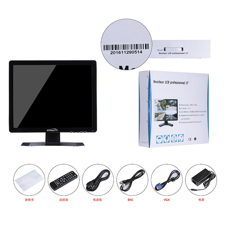 1024*768 el plástico, de 15 pulgadas Pantalla LCD Monitor LCD CCTV con conectores BNC HDMI VGA AV